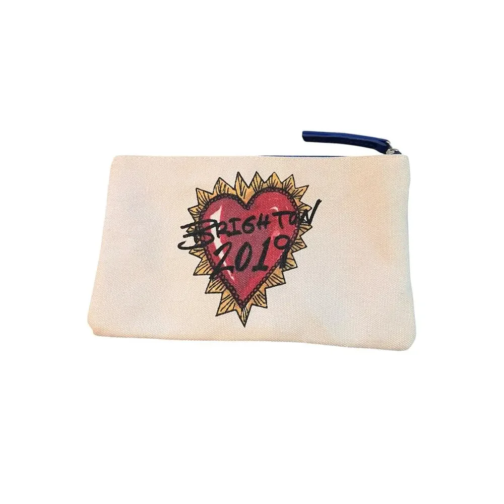 Brighton Cream Canvas Tattoo Love of Art Top-Zip Makeup Wristlet Pouch 2019